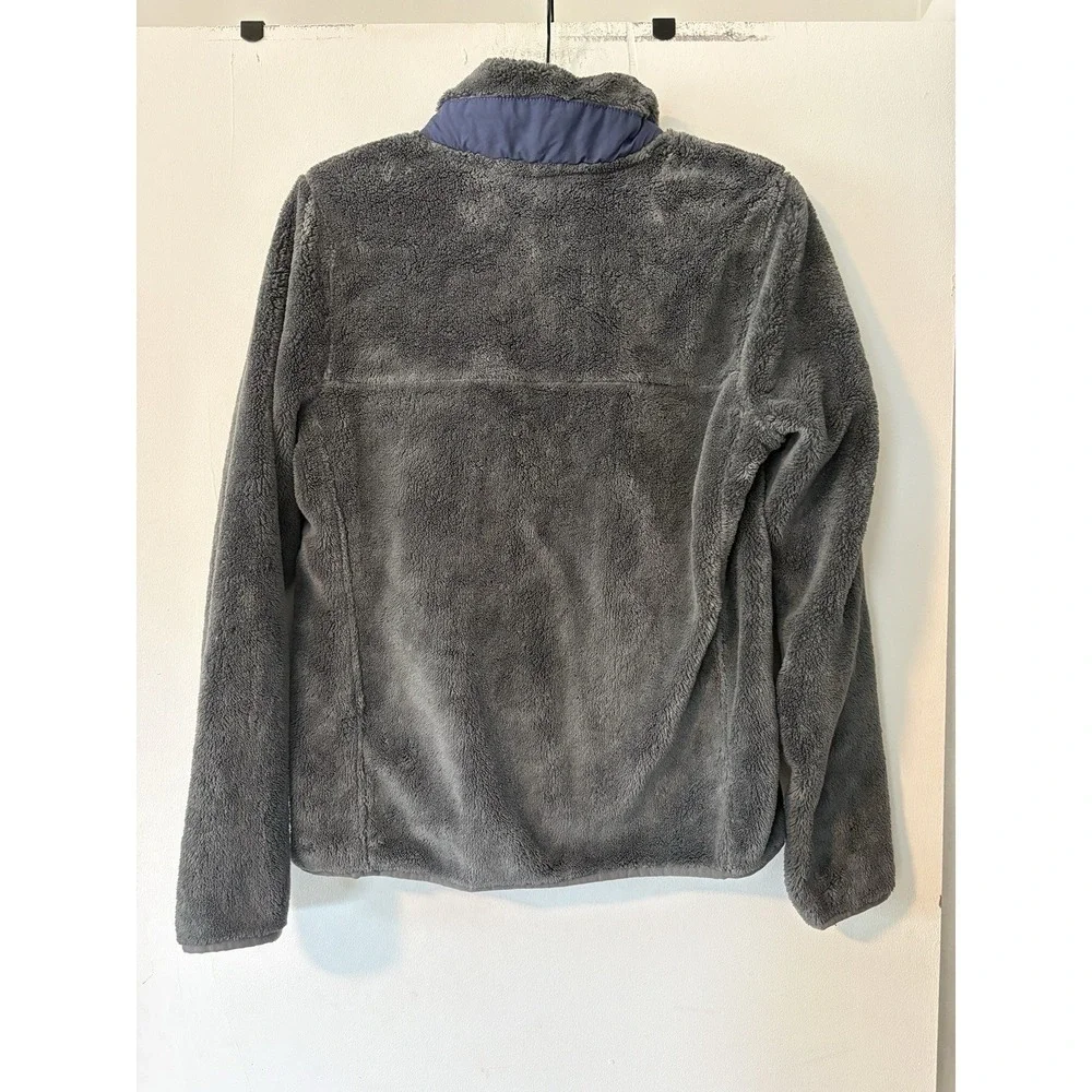 LL Bean Pullover Mens Small Gray Sherpa Hi Pile Fleece Snap Gorpcore Granola